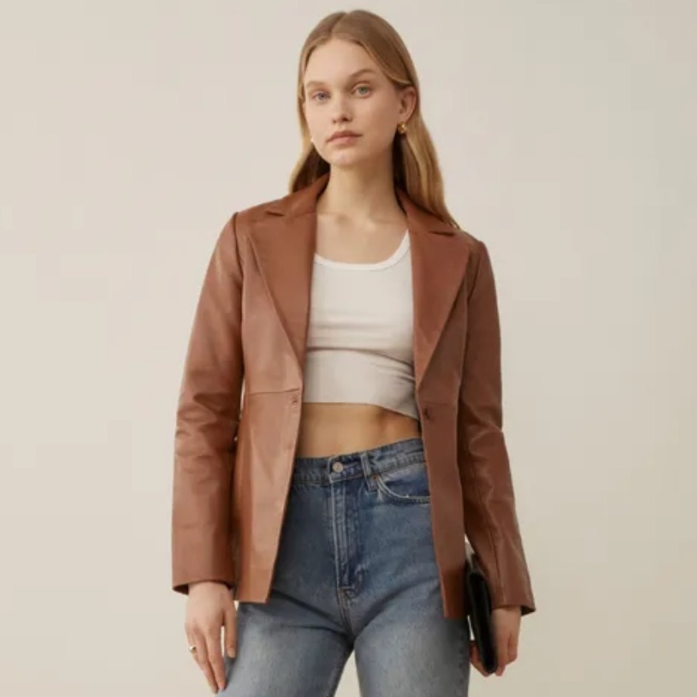 Reformation Bowery Leather Blazer